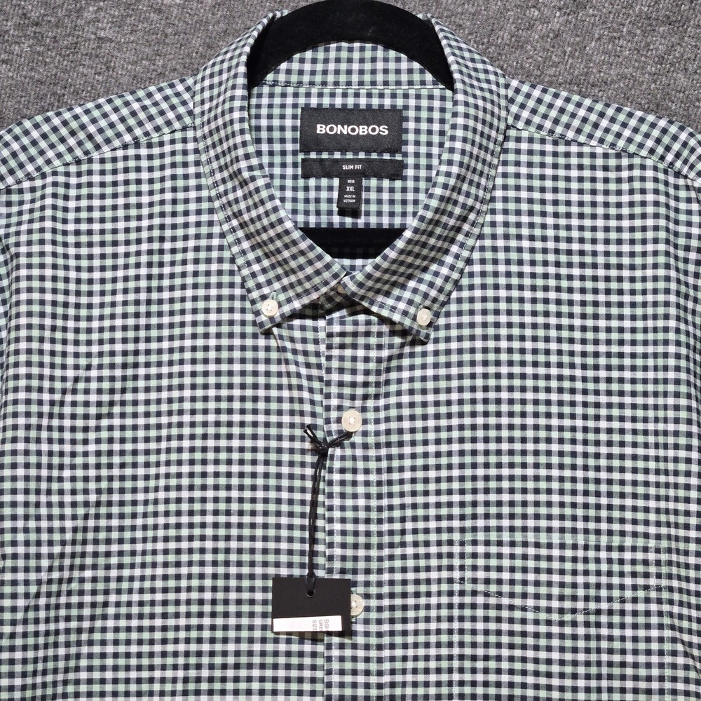 Bonobos Slim Fit Men's 2XL Gingham Check Long Sleeve Button Front Shirt NWT